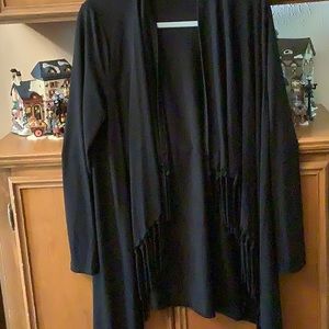 Serena Williams Black Knit Cardigan with Tassels